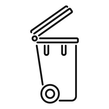 Wheelie bin outline icon for garbage disposal Stock Illustration