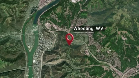 Wheeling City Map Zoom (WV, USA) from Space to Earth 스톡 동영상 296701667
