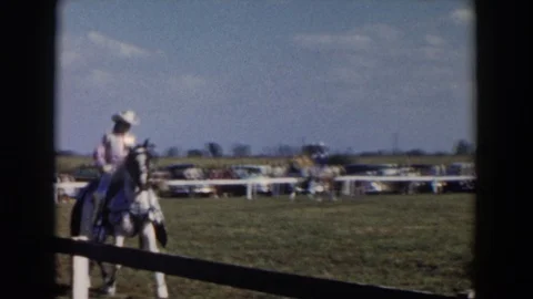 WHEELING OHIO-1957: Equestrian Event With Horseback Riding And Spectators Stock Footage 127279909