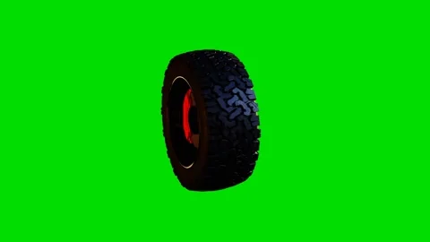 Wheels 3d rotate 360 degrees on green screen Stock Footage 241160653