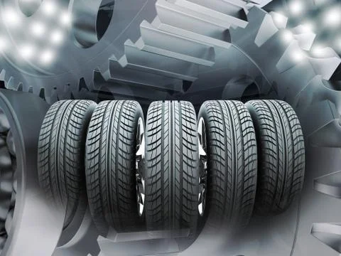 Wheels on abstract background Illustrazione stock