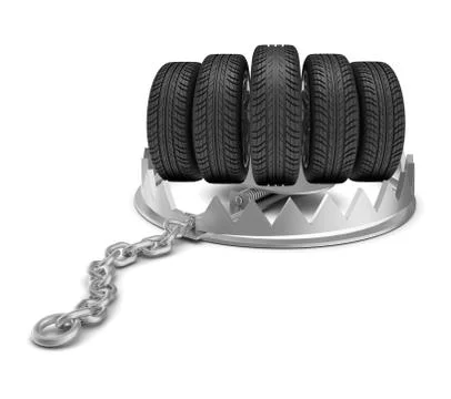 Wheels in bear trap Stock Illustration