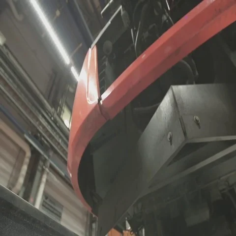 Wheels on chassis of train wagons at workshop in factory Stock Footage 69482157