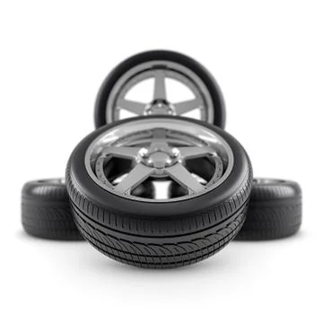 Wheels composition on white Stock Illustration