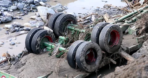 Wheels Of A Destroyed Truck Stock Footage 140757315