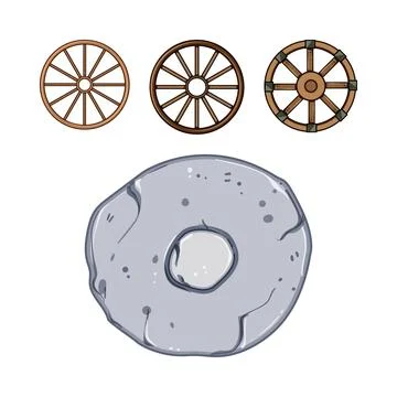 Wheels evolution from stone to advanced wood design イラスト素材