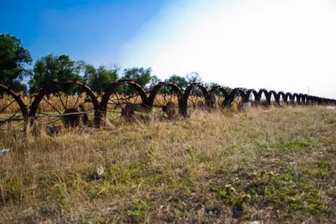Wheels on the field Stock Photos