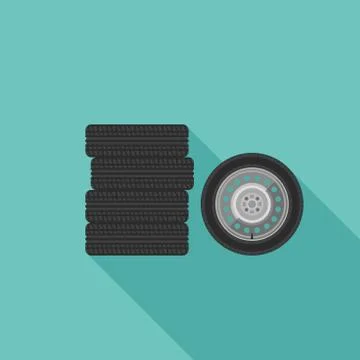 Wheels flat icons Stock Illustration