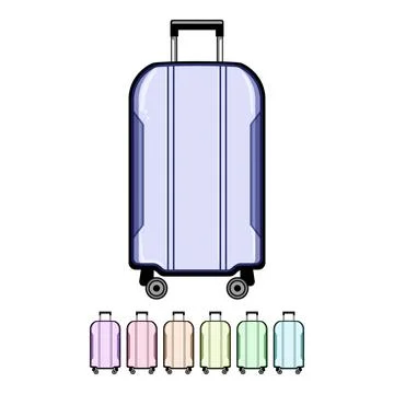 Wheels hard shell suitcase cartoon vector graphic Stock Illustration