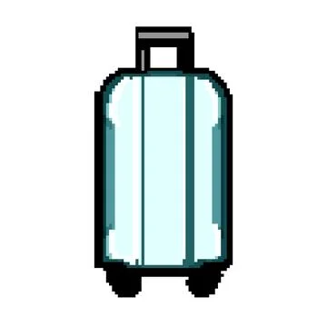 Wheels hard shell suitcase pixel art vector illustration Stock Illustration