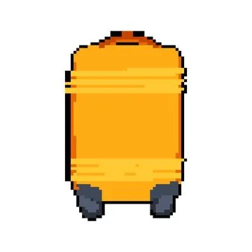 Wheels hard shell suitcase pixel art vector illustration Stock Illustration