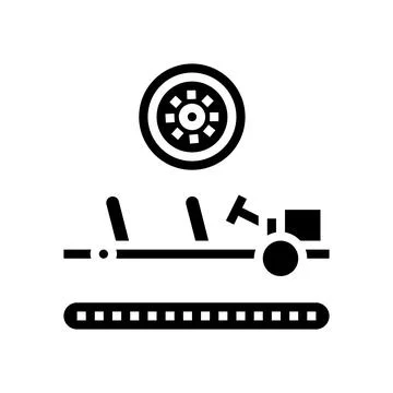 Wheels installing car glyph icon vector illustration Stock Illustration