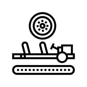 Wheels installing car line icon vector illustration Stock Illustration