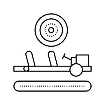 Wheels installing car line icon vector illustration Stock Illustration