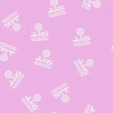 Wheels installing car line seamless pattern Stock Illustration
