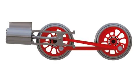 The wheels of the locomotive. 3D render Stock Illustration