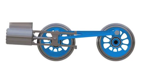 The wheels of the locomotive. 3D render Stock-Illustration