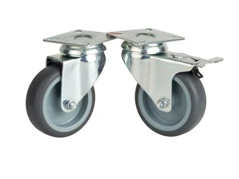 Wheels made of polyamide and gray rubber Stock Photos