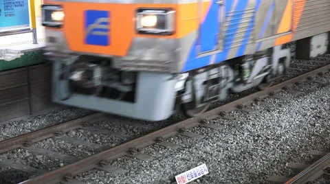 Wheels On Metro Train On Tracks Busan South Korea 4K Stock Footage 44124216