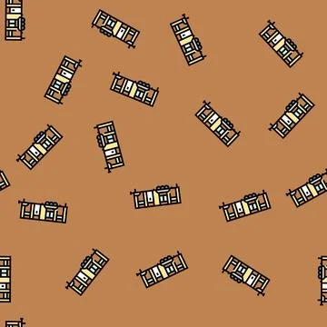 Wheels mobile home vector seamless pattern Stock Illustration