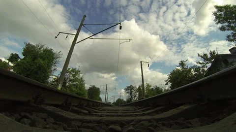 Wheels of the moving train Stock Footage 64139135