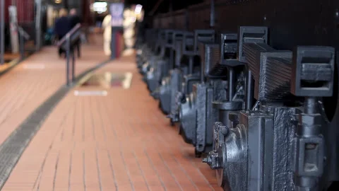 Wheels of an old locomotive side view Stock Footage 269144488