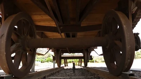 Wheels of an old train Stock Footage 124611868