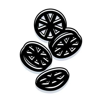 Wheels or cogwheels group in black and white Stock Illustration