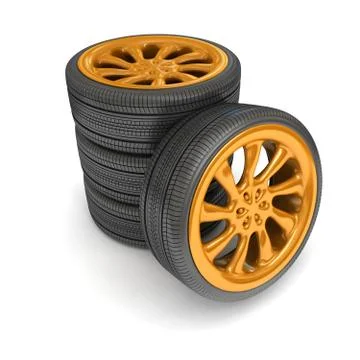 Wheels over white background. Stock Illustration