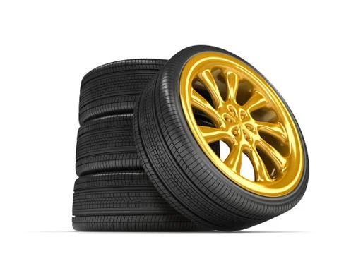 Wheels over white background. Stock Illustration
