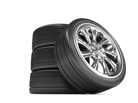 Wheels over white background. Stock Illustration