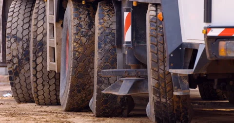 Wheels position of a multi-axle suspension close-up Stock Footage 147638046