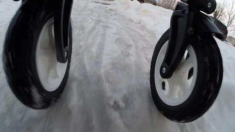 The wheels of the pram Stock Footage 72689669