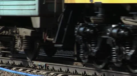 Wheels Railway close-up Stock Footage