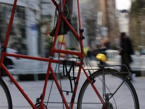 Wheels red bicycle innovative design Stock Footage 72949458