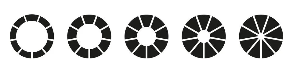 Wheels round divided in nine sections. Diagrams infographic set. Stock Illustration