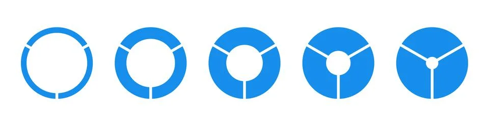 Wheels round divided in three equal sections. Set of diagrams infographic icon Illustrazione stock