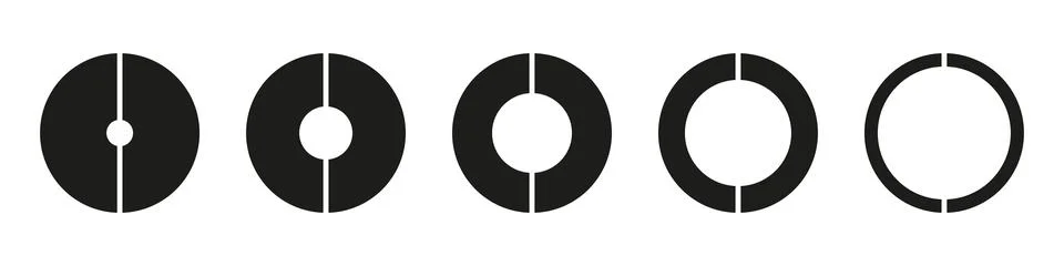 Wheels round divided in two sections. Diagrams infographic set. Circle section Stock Illustration