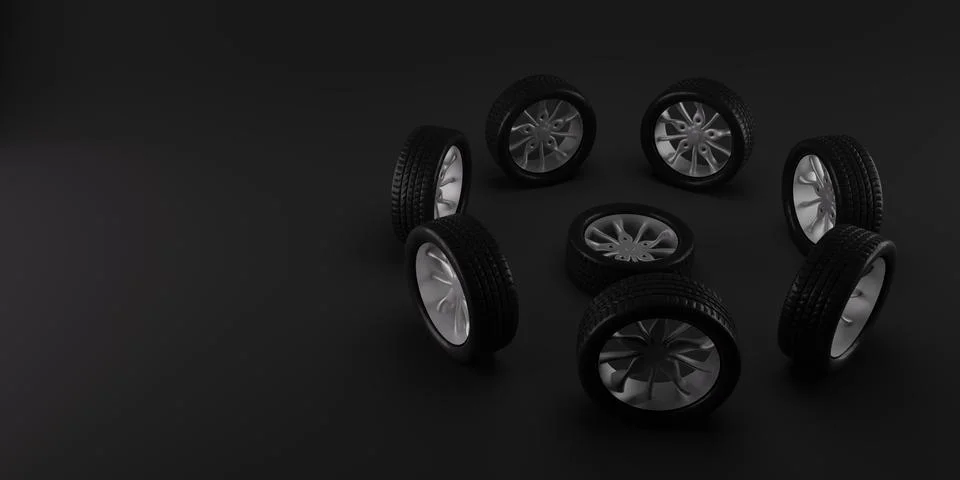 Wheels Roundabout Circulation on a dark grey background Illustrazione stock