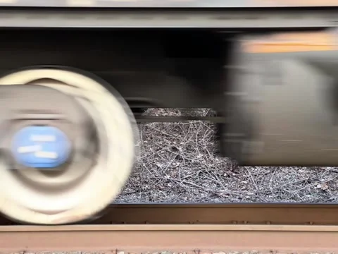 Wheels of a running train close up Stock Footage 166822433