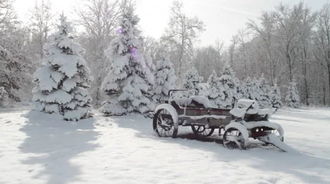 Wheels in the Snow Stock Footage 44562546