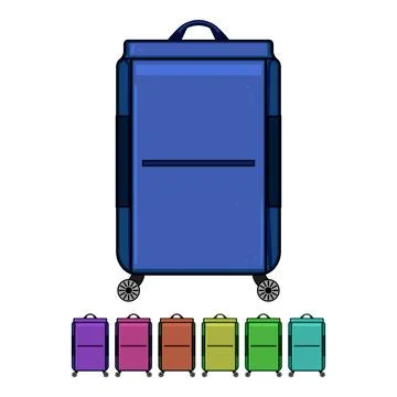 Wheels soft shell suitcase cartoon vector graphic Stock Illustration