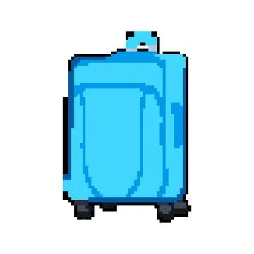 Wheels soft shell suitcase pixel art vector illustration Stock Illustration