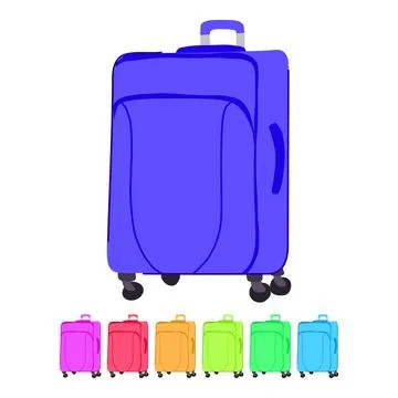 Wheels soft shell suitcase vector cartoon graphic Stock Illustration
