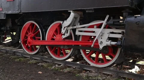 Wheels of steam engine Stock Footage 49399502