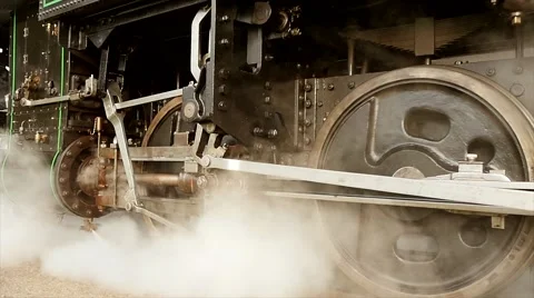 Wheels of steam engine locomotive train. historical transportation background Video stock 43618268