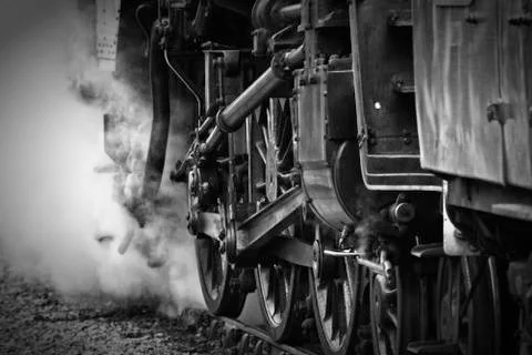 Wheels of a steam engine Stock Photos