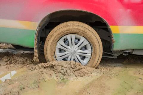 Wheels stuck in mud Stock Photos