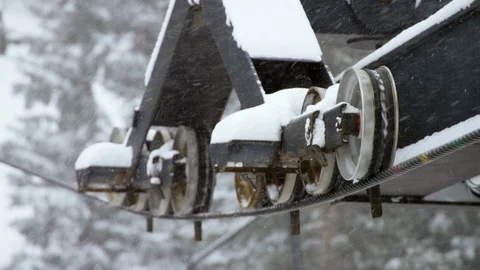 Wheels supporting cables for skilift Stock Footage 116786032