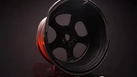 Wheels titanium rims black after a traffic accident Stock Footage 282511995
